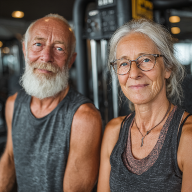 Активні літні люди займаються фітнесом